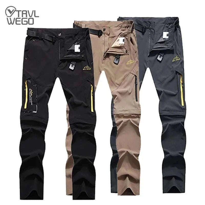Men’s Convertible Hiking Pants Quick Dry UV Protection Cargo Trousers-GRAY / 4XL