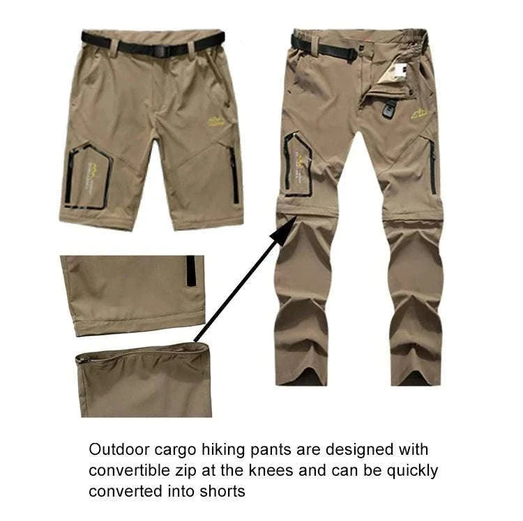 Men’s Convertible Hiking Pants Quick Dry UV Protection Cargo Trousers-GRAY / 4XL