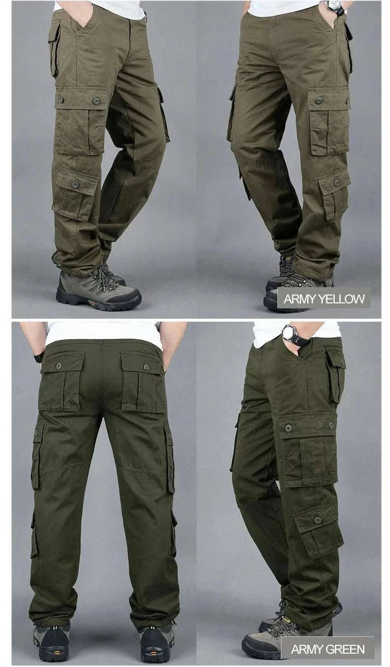 Men’s Cotton Cargo Pants Loose Fit Outdoor Work Trousers-118 Blue Camo / 36