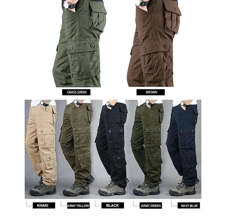 Men’s Cotton Cargo Pants Loose Fit Outdoor Work Trousers-118 Blue Camo / 36