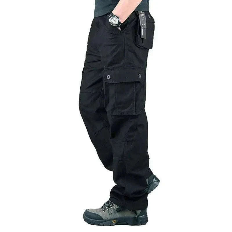 Men’s Cotton Cargo Pants Loose Fit Outdoor Work Trousers-118 Blue Camo / 36