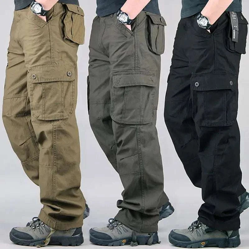 Men’s Cotton Cargo Pants Loose Fit Outdoor Work Trousers-118 Blue Camo / 36