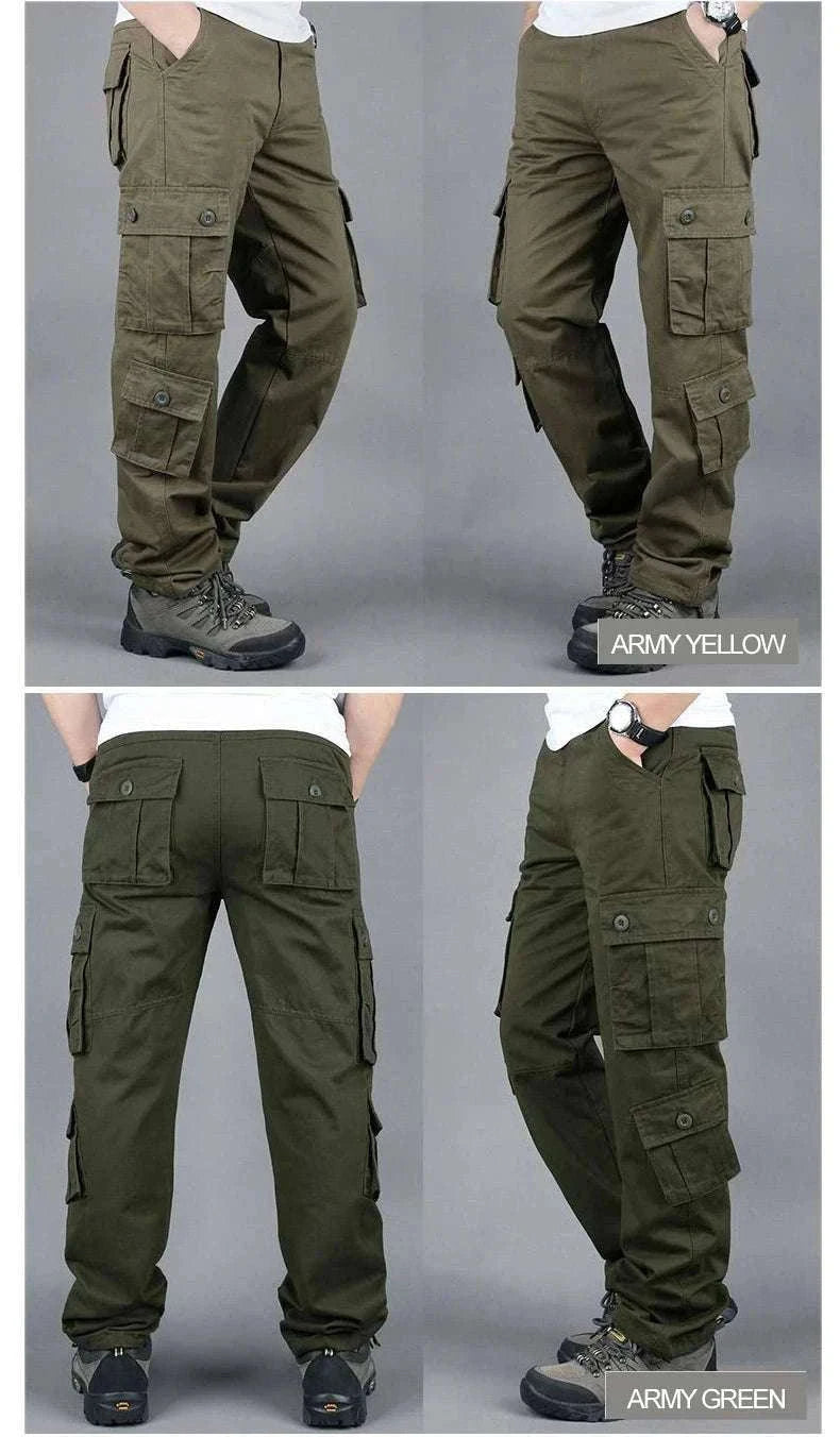 Men’s Cotton Cargo Pants Loose Fit Outdoor Work Trousers-118 Blue Camo / 36