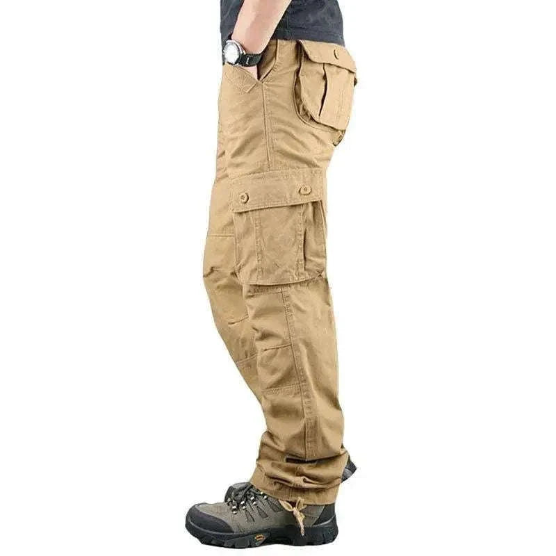 Men’s Cotton Cargo Pants Loose Fit Outdoor Work Trousers-118 Blue Camo / 36
