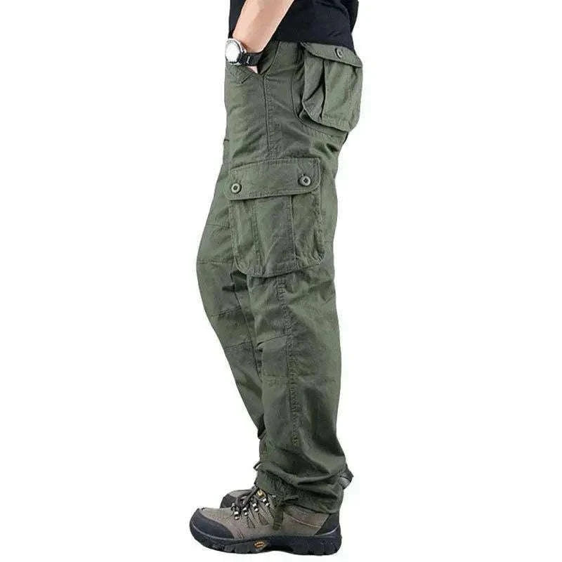 Men’s Cotton Cargo Pants Loose Fit Outdoor Work Trousers-118 Blue Camo / 36
