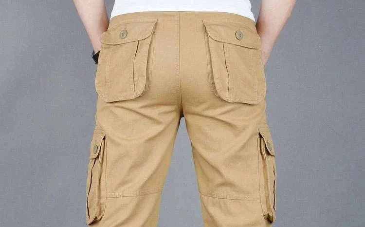 Men’s Cotton Cargo Pants Loose Fit Outdoor Work Trousers-118 Blue Camo / 36