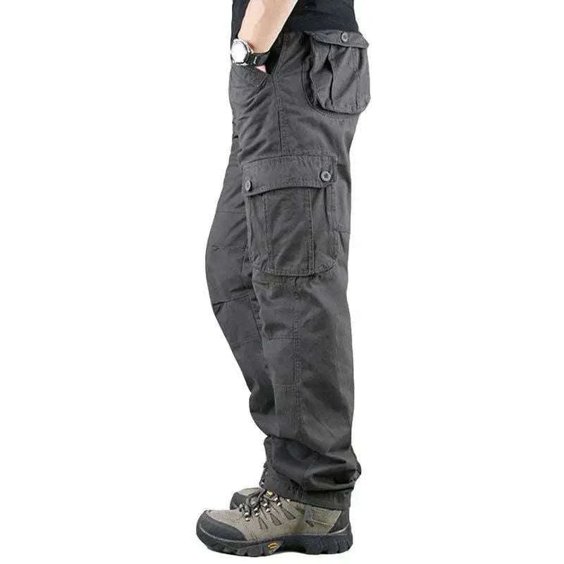 Men’s Cotton Cargo Pants Loose Fit Outdoor Work Trousers-118 Blue Camo / 36