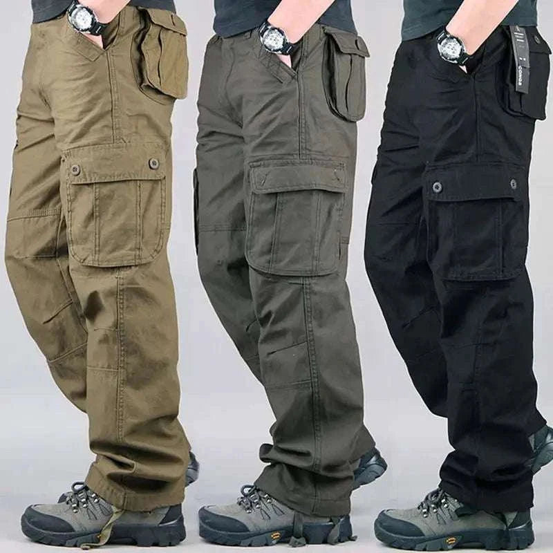 Men’s Cotton Cargo Pants Loose Fit Outdoor Work Trousers-118 Blue Camo / 36