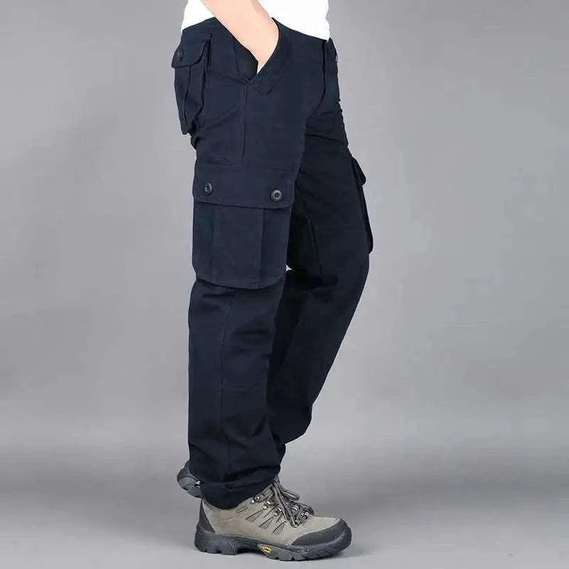 Men’s Cotton Cargo Pants Loose Fit Outdoor Work Trousers-118 Blue Camo / 36
