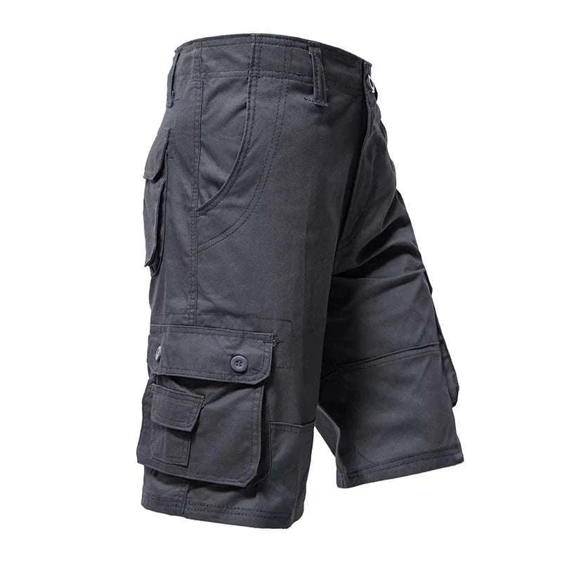Men’s Cotton Cargo Shorts Knee Length Loose Fit Streetwear Style-Army Yellow   001 / 29