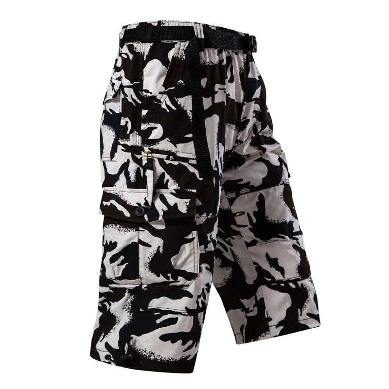 Men’s Cotton Cargo Shorts with 7 Pockets and Loose Fit-black / M / United States