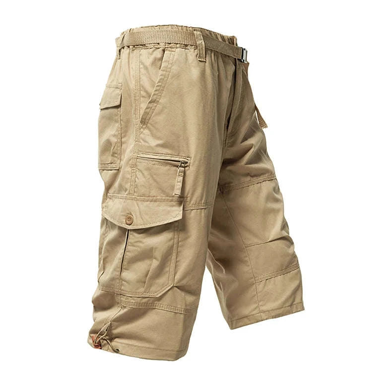 Men’s Cotton Cargo Shorts with 7 Pockets and Loose Fit-black / M / United States
