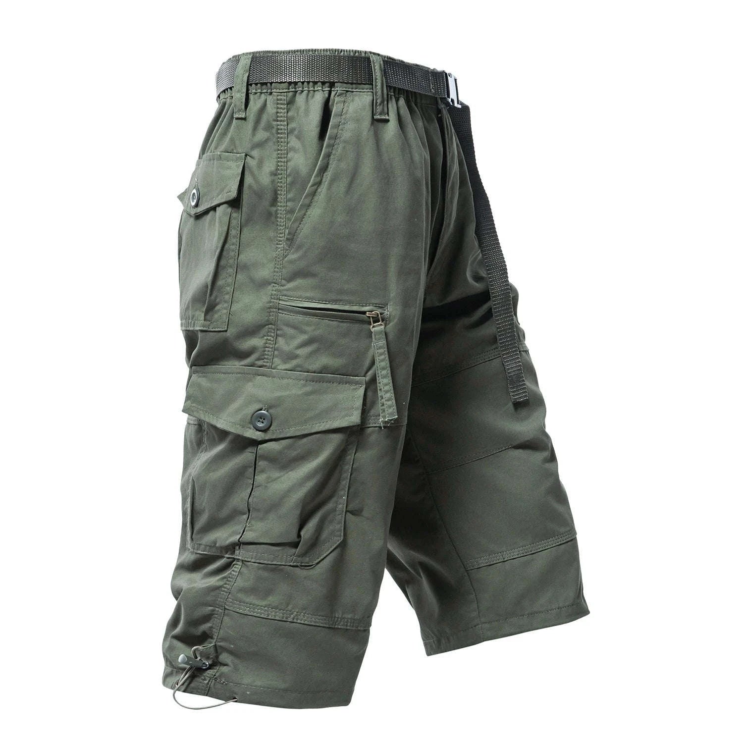 Men’s Cotton Cargo Shorts with 7 Pockets and Loose Fit-black / M / United States