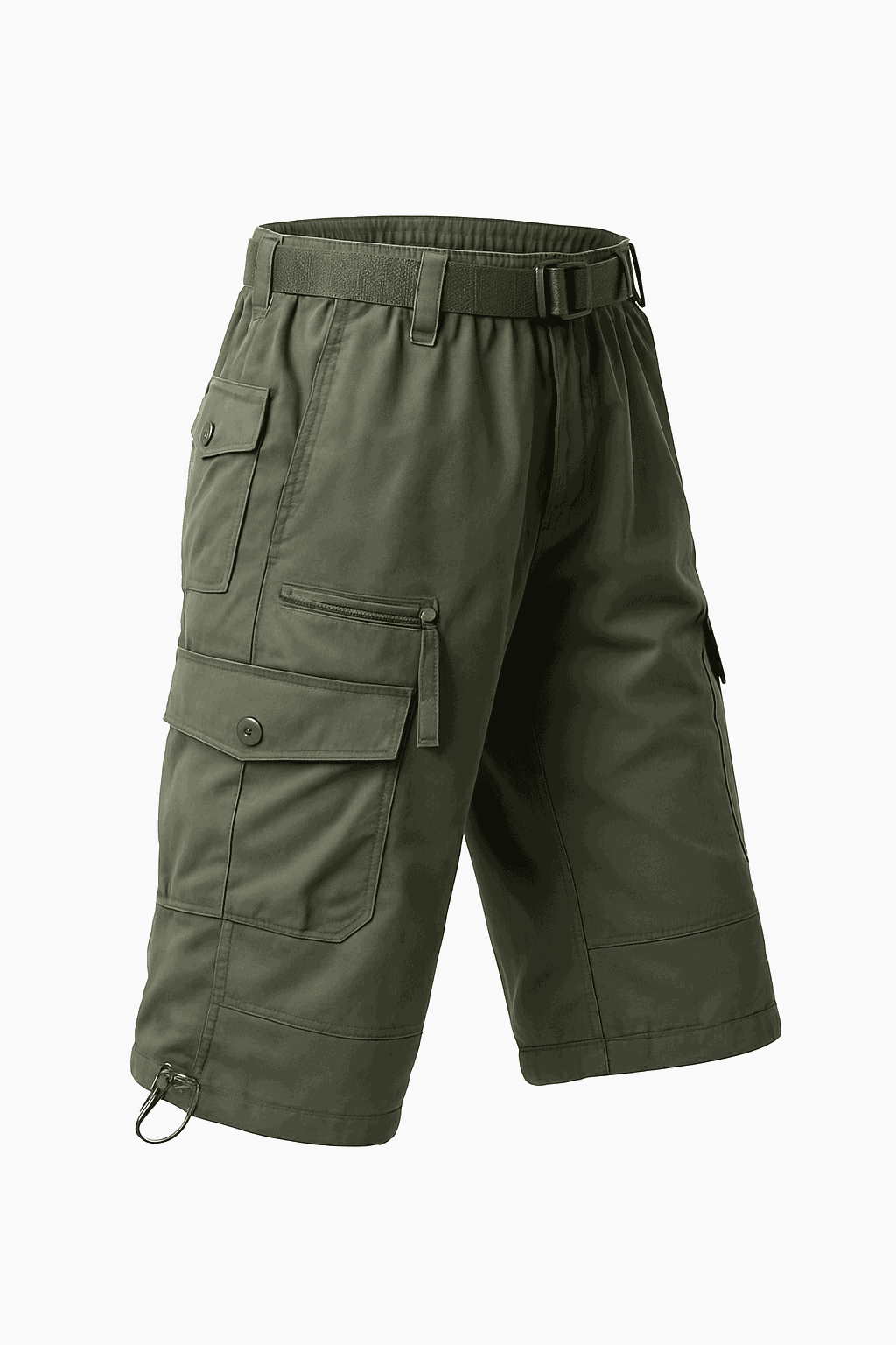 Men's Cotton Cargo Shorts with 7 Pockets, Knee Length-black / S / United States