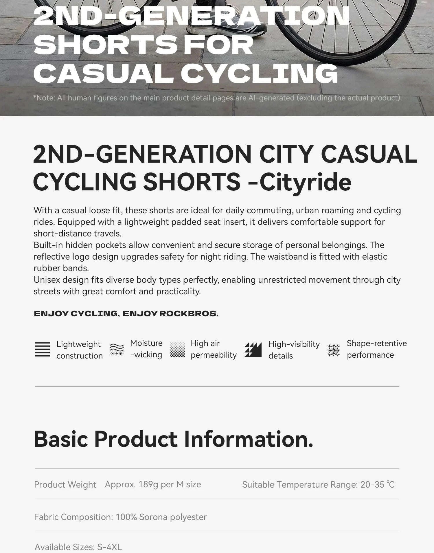 Men's Cycling Shorts Quick-Dry Breathable Road Bike Sport Shorts-RK2026-K / Asian S(EUR XS)
