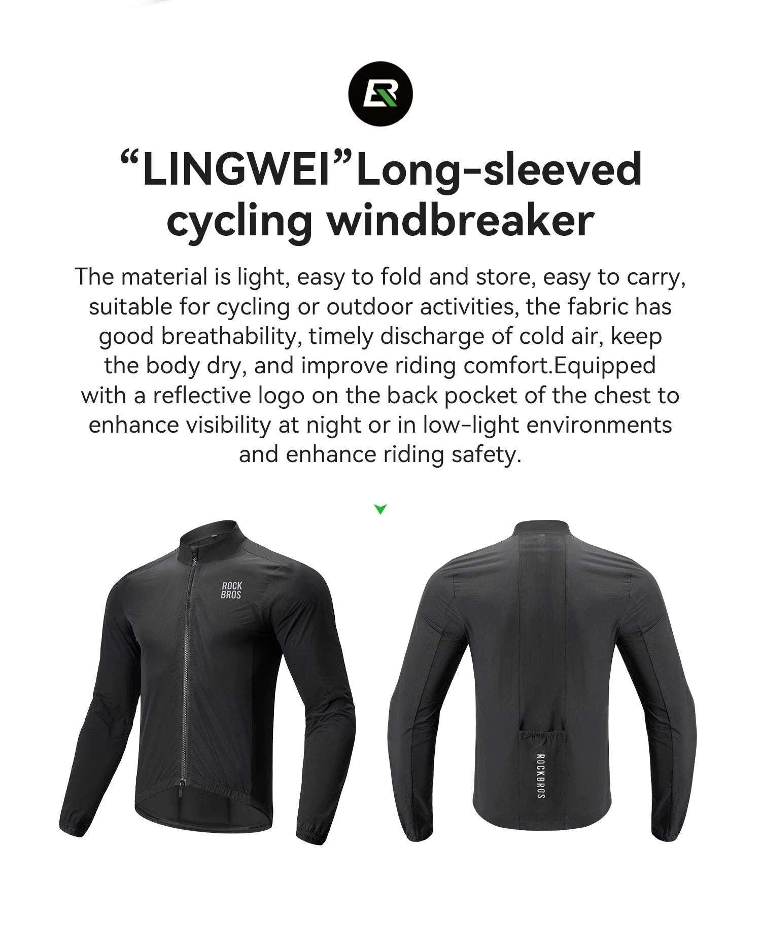 Men’s Cycling Windproof Jacket Lightweight Breathable Reflective Coat-YPW071-CF / EUR M
