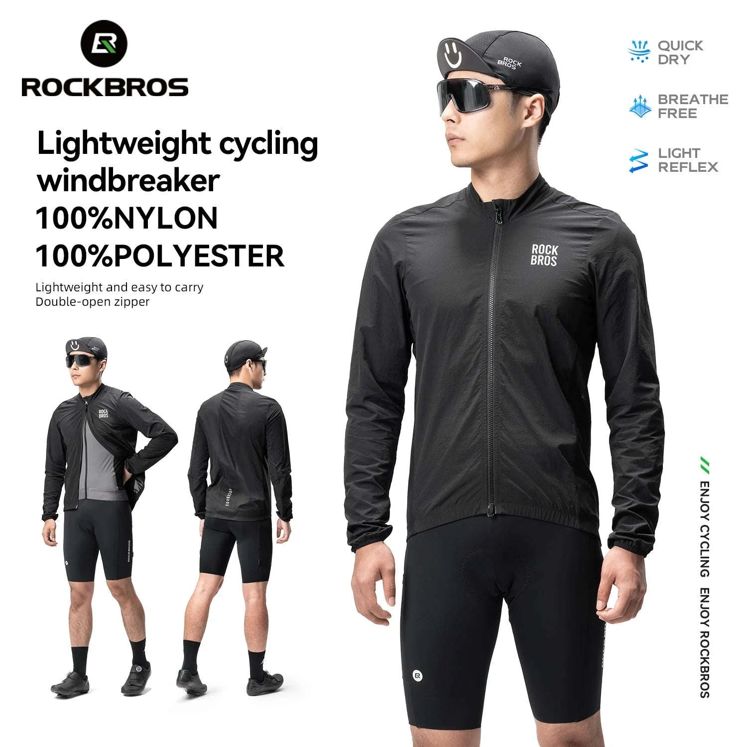Men’s Cycling Windproof Jacket Lightweight Breathable Reflective Coat-YPW071-CF / EUR M