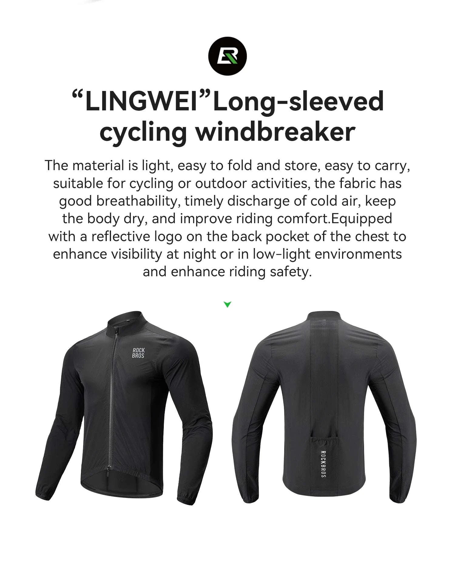 Men’s Cycling Windproof Jacket Lightweight Breathable Reflective Coat-YPW071-CF / EUR M