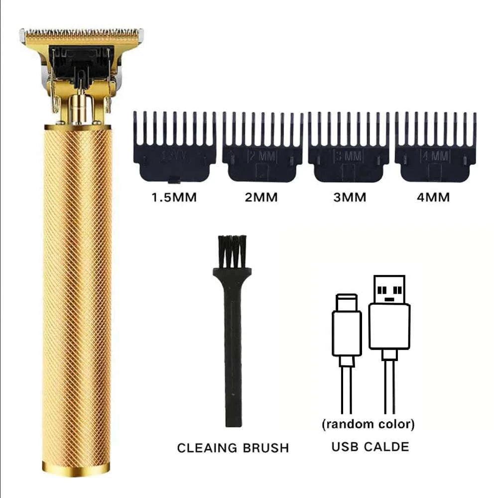 Men’s Hair Clipper & Beard Trimmer Kit with Titanium Blades-1 pc T9 (Gold) / United States