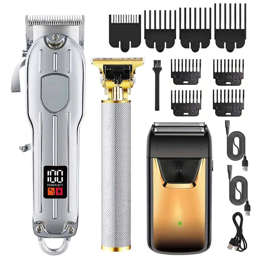 Men’s Hair Clipper & Beard Trimmer Kit with Titanium Blades-1 pc T9 (Gold) / United States