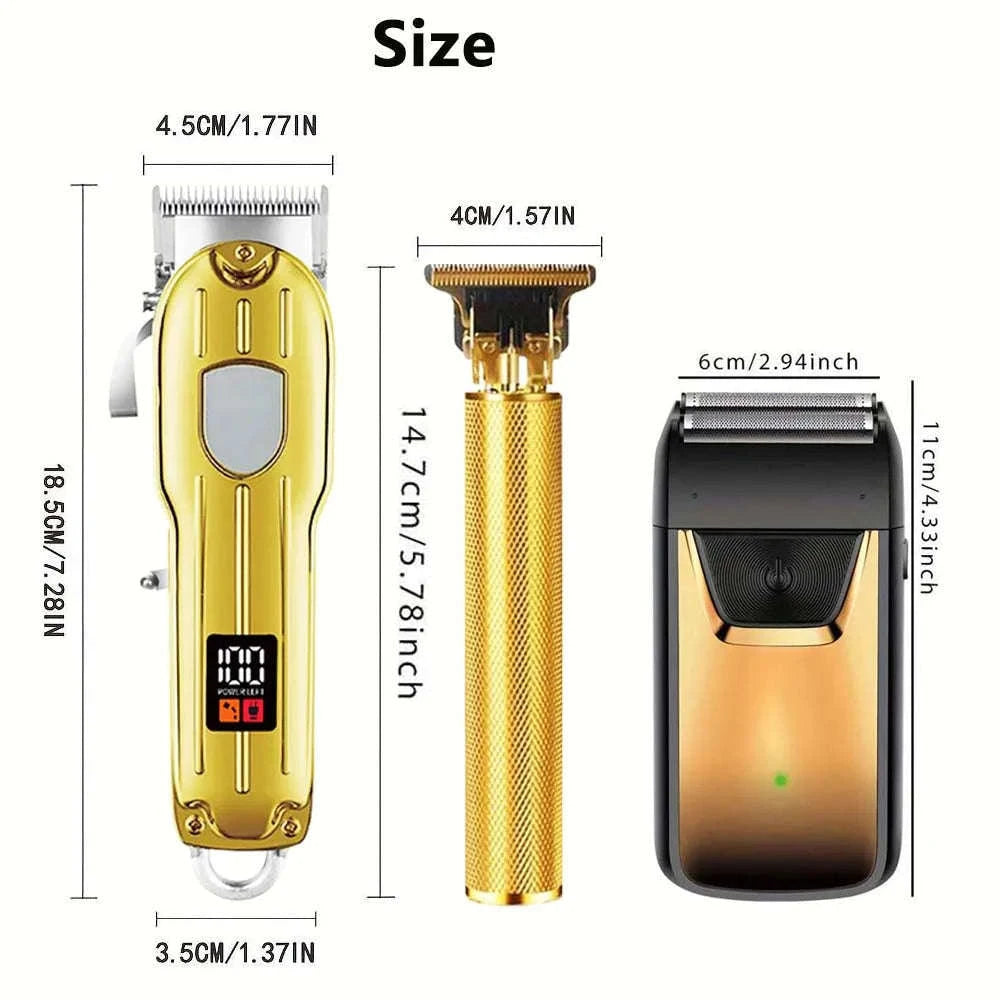 Men’s Hair Clipper & Beard Trimmer Kit with Titanium Blades-1 pc T9 (Gold) / United States