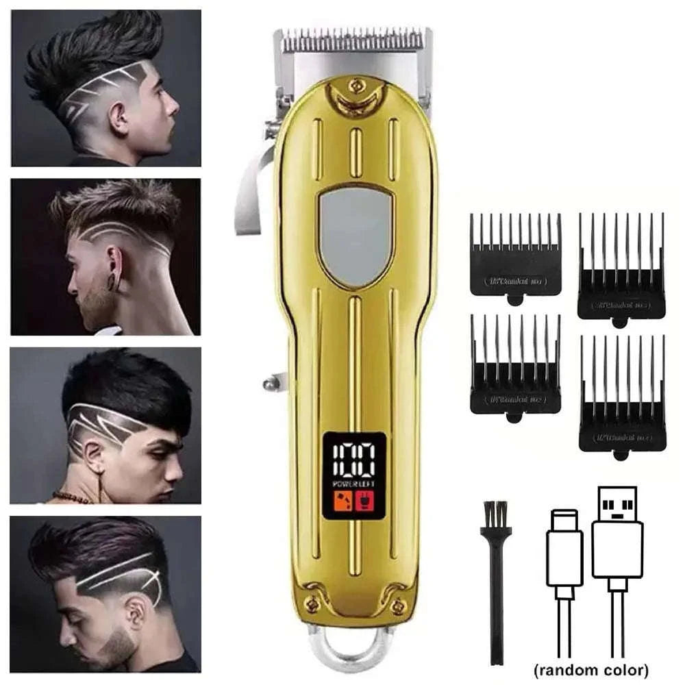 Men’s Hair Clipper & Beard Trimmer Kit with Titanium Blades-1 pc T9 (Gold) / United States