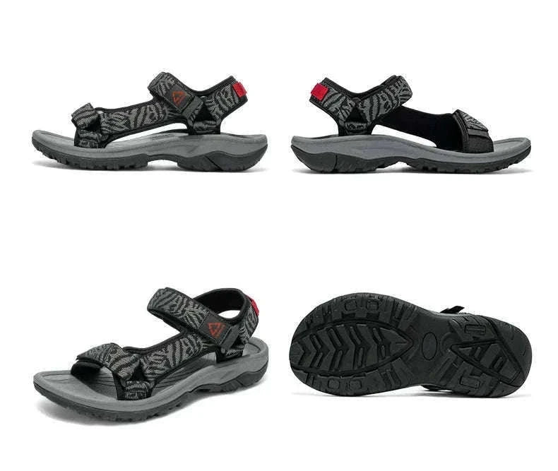 Men's Hiking Sandals Lightweight Breathable Open-Toe Casual Beach Shoes-Black / 45