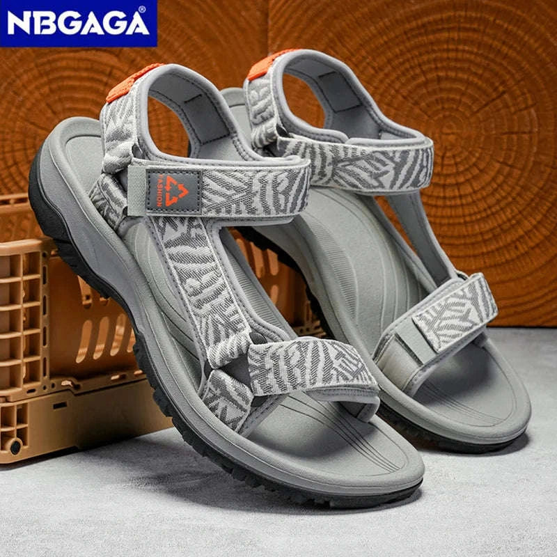 Men's Hiking Sandals Lightweight Breathable Open-Toe Casual Beach Shoes-Black / 45