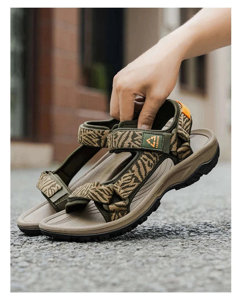 Men's Hiking Sandals Lightweight Breathable Open-Toe Casual Beach Shoes-Black / 45