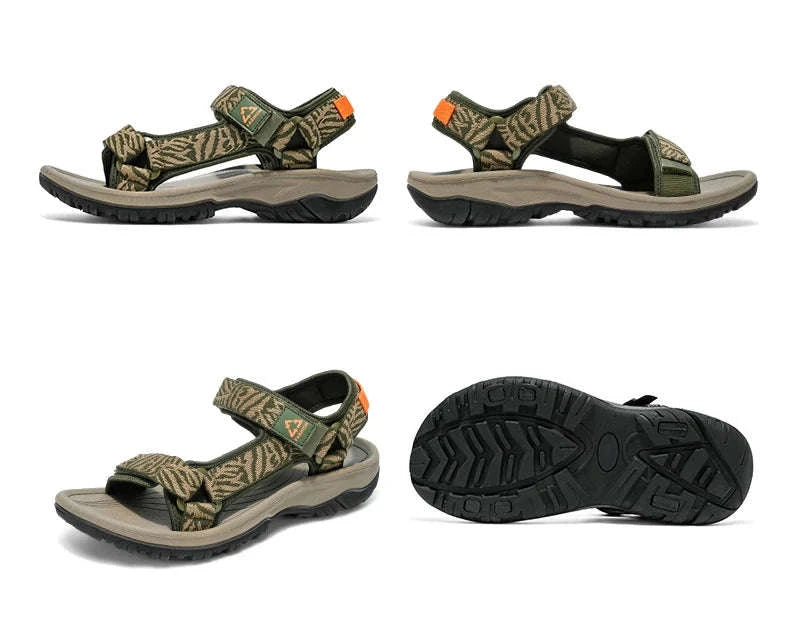 Men's Hiking Sandals Lightweight Breathable Open-Toe Casual Beach Shoes-Black / 45
