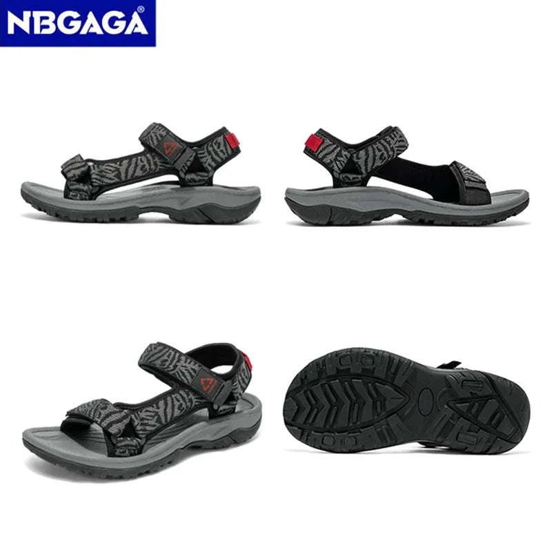 Men's Hiking Sandals Lightweight Breathable Open-Toe Casual Beach Shoes-Black / 45