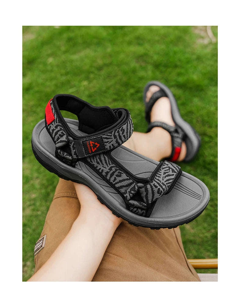 Men's Hiking Sandals Lightweight Breathable Open-Toe Casual Beach Shoes-Black / 45