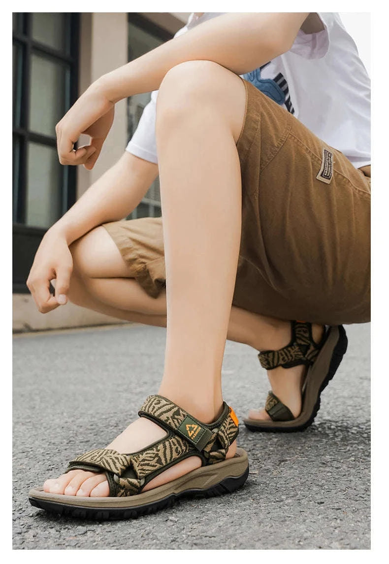 Men's Hiking Sandals Lightweight Breathable Open-Toe Casual Beach Shoes-Black / 45