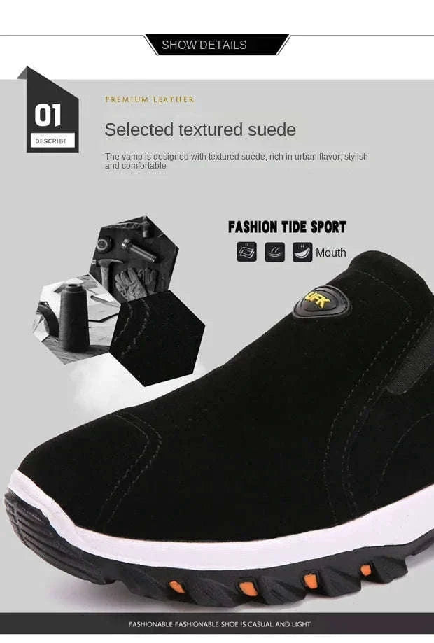Men's Hiking Shoes Non-Slip Slip-On Sizes 38-50-005black / 38