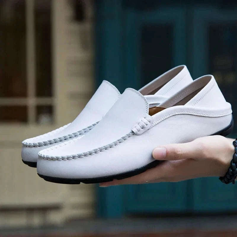 Men's Leather Slip-On Loafers Plus Size 37-47-black / 46