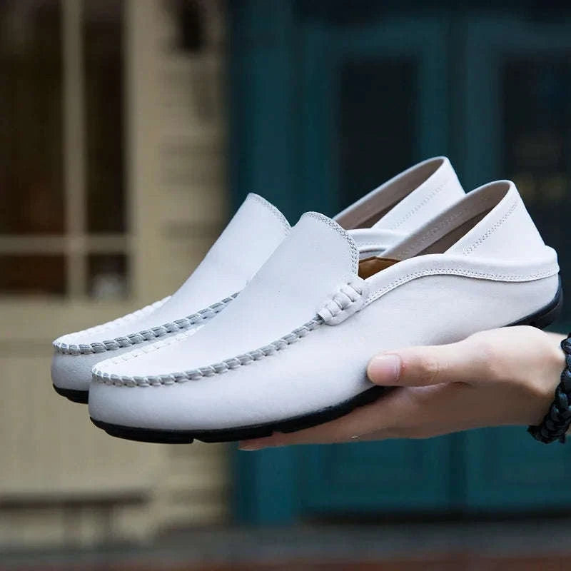 Men's Leather Slip-On Loafers Plus Size 37-47-black / 46