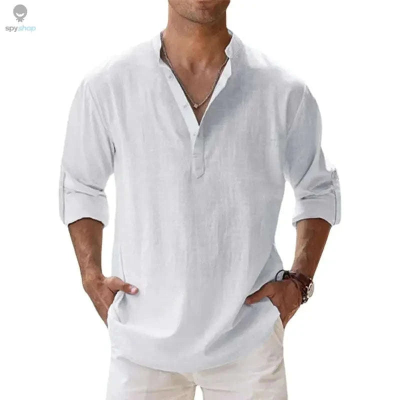 Men's Lightweight Linen Shirt – Breezy Casual Style for Daily and Beach Wear-Khaki / S