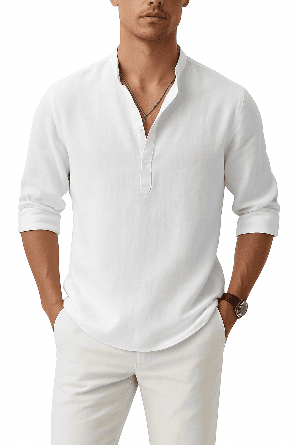 Men's Lightweight Linen Shirt for Breezy Daily and Beach Wear-Khaki / S