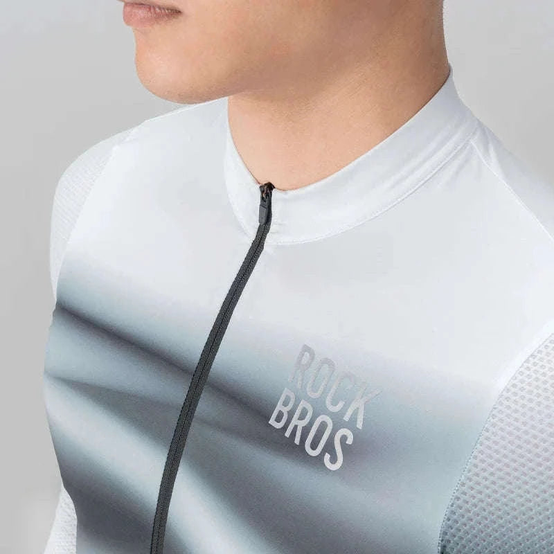 Men’s Long Sleeve Cycling Jersey Slim Fit Full Zip Bike Shirt-YDWT003-2bl / Asian M(EUR S)