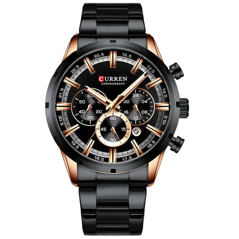 Men's Luxury Sports Chronograph Watch-Gold Black