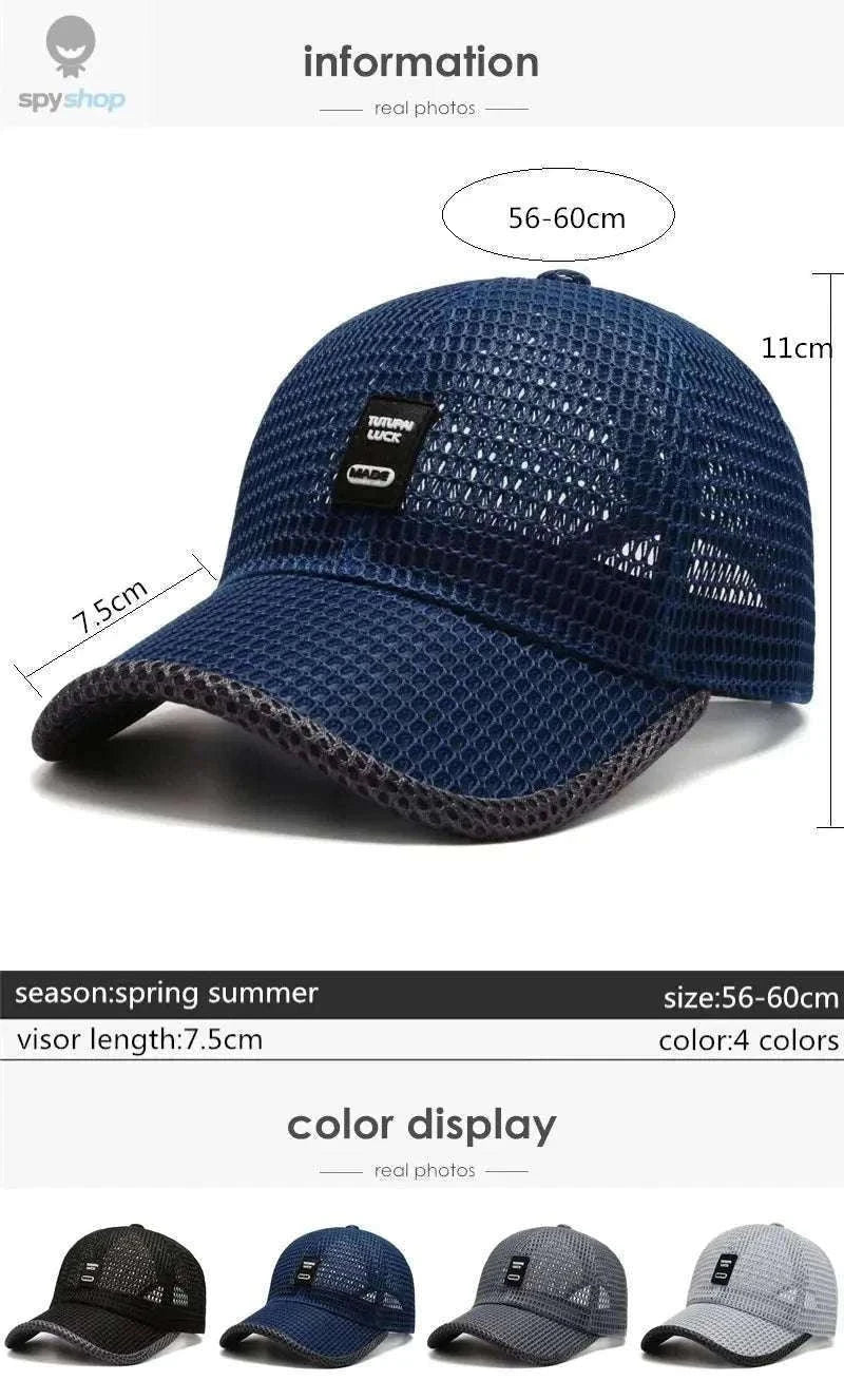 Men's Mesh Baseball Cap for Breathable Summer Comfort-Navy Blue