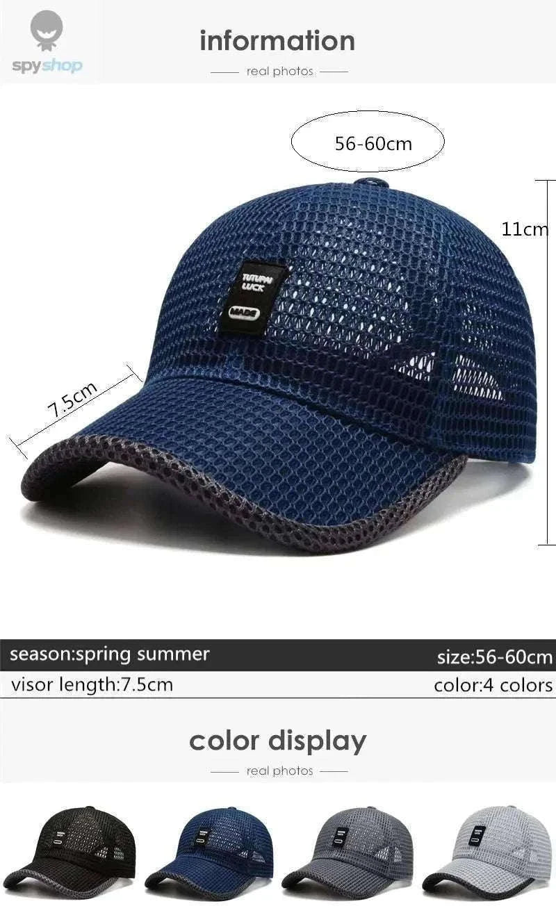 Men's Mesh Baseball Cap for Breathable Summer Comfort-Navy Blue