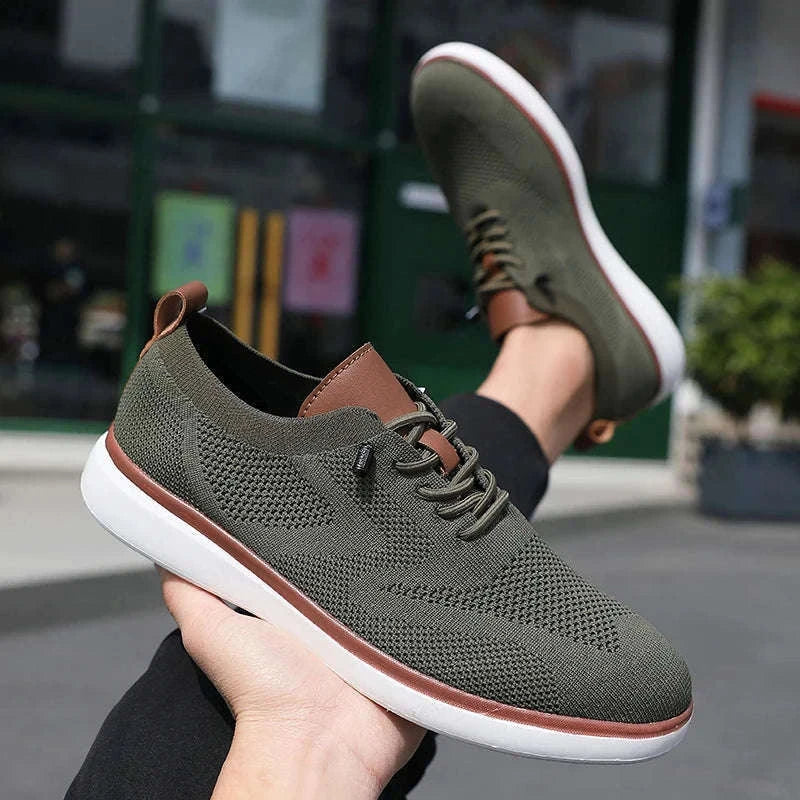 Men's Mesh Casual Sports Shoes, Anti-Slip Low-Cut Lace-Up Shoes-Blue / 46