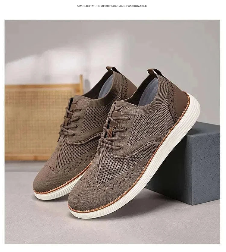 Men's Mesh Casual Sports Shoes, Anti-Slip Low-Cut Lace-Up Shoes-Blue / 46