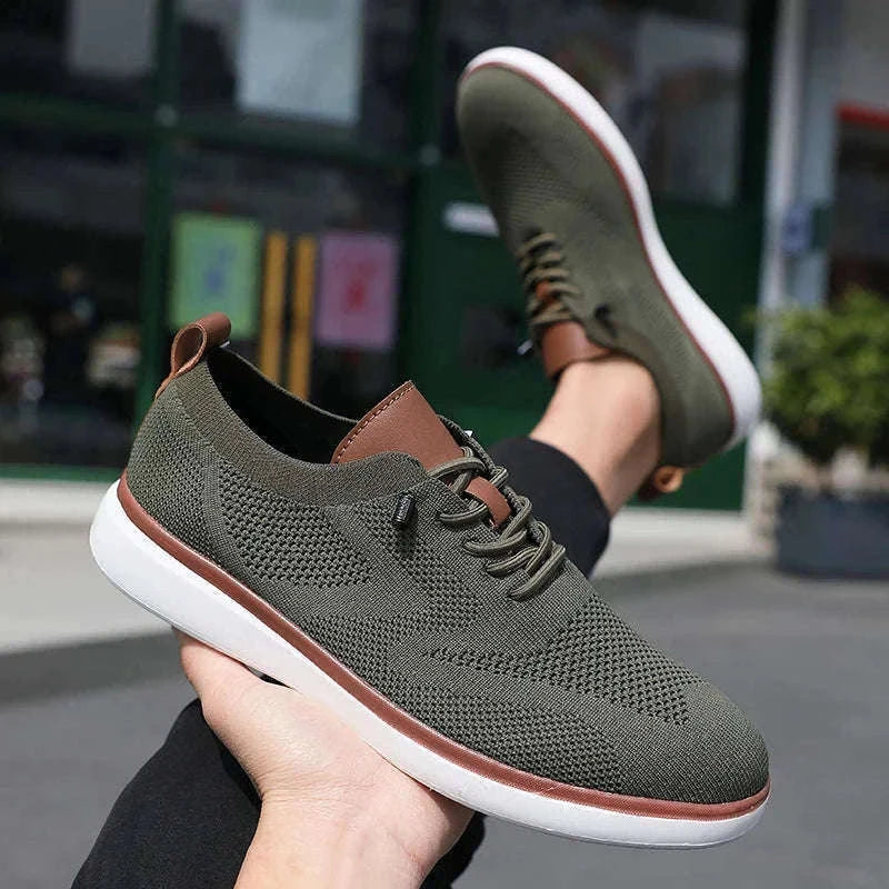 Men's Mesh Casual Sports Shoes, Anti-Slip Low-Cut Lace-Up Shoes-Blue / 46