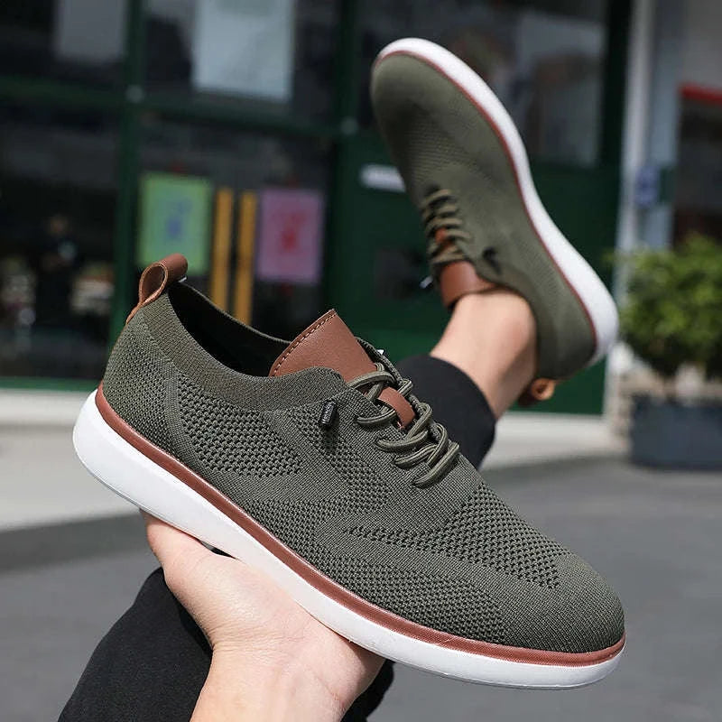 Men's Mesh Casual Sports Shoes, Anti-Slip Low-Cut Lace-Up Shoes-Blue / 46