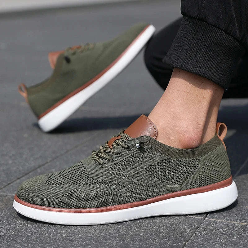Men's Mesh Casual Sports Shoes, Anti-Slip Low-Cut Lace-Up Shoes-Blue / 46