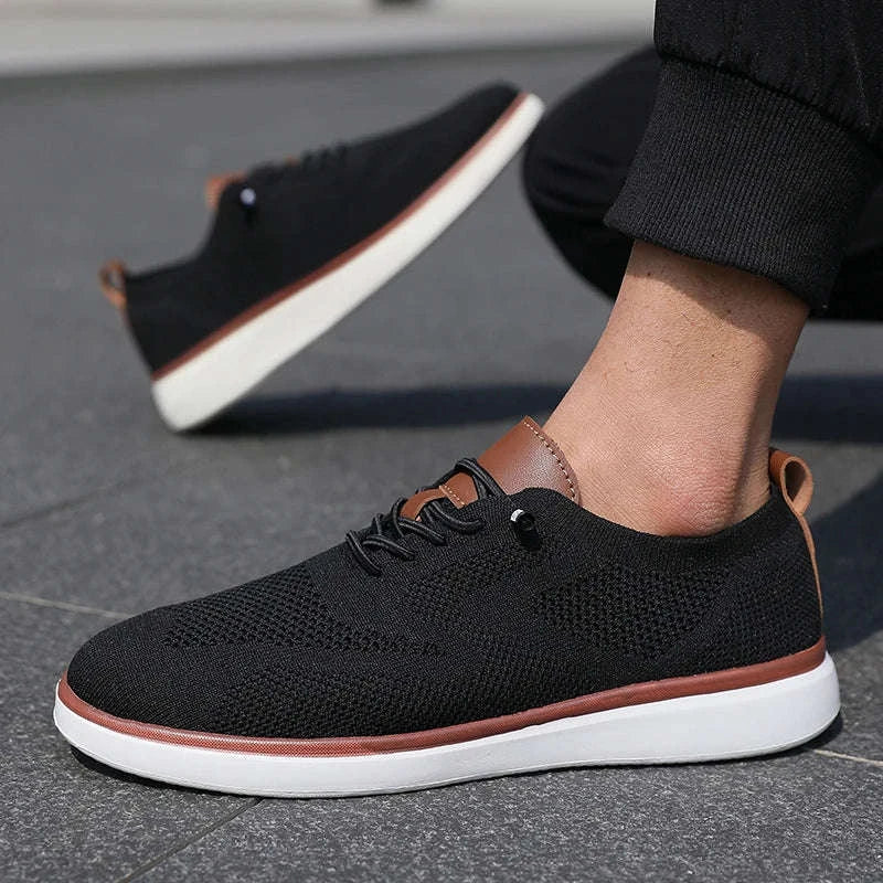 Men's Mesh Casual Sports Shoes, Anti-Slip Low-Cut Lace-Up Shoes-Blue / 46