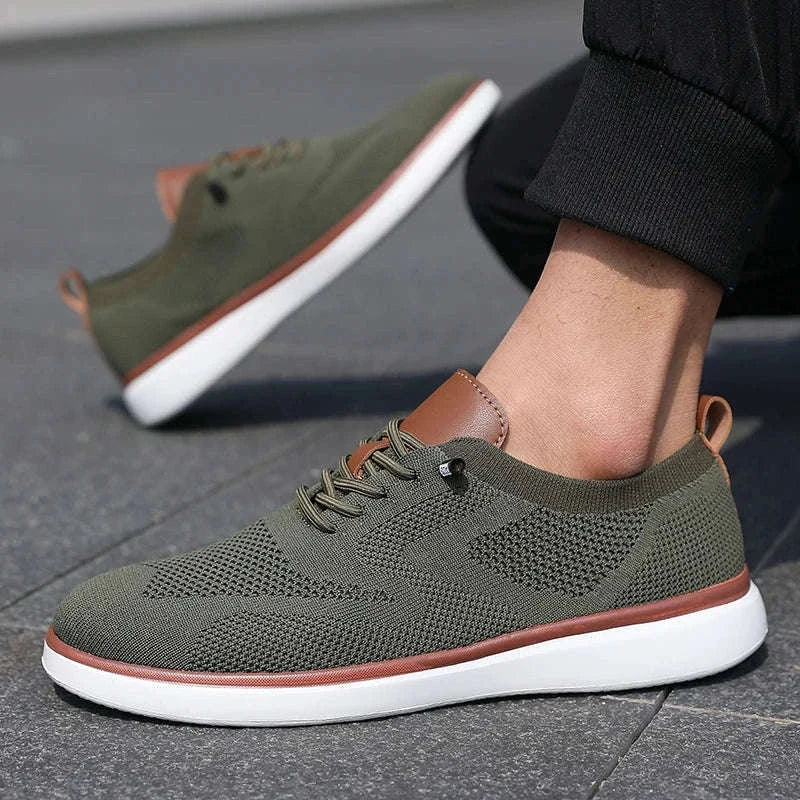 Men's Mesh Casual Sports Shoes, Anti-Slip Low-Cut Lace-Up Shoes-Blue / 46