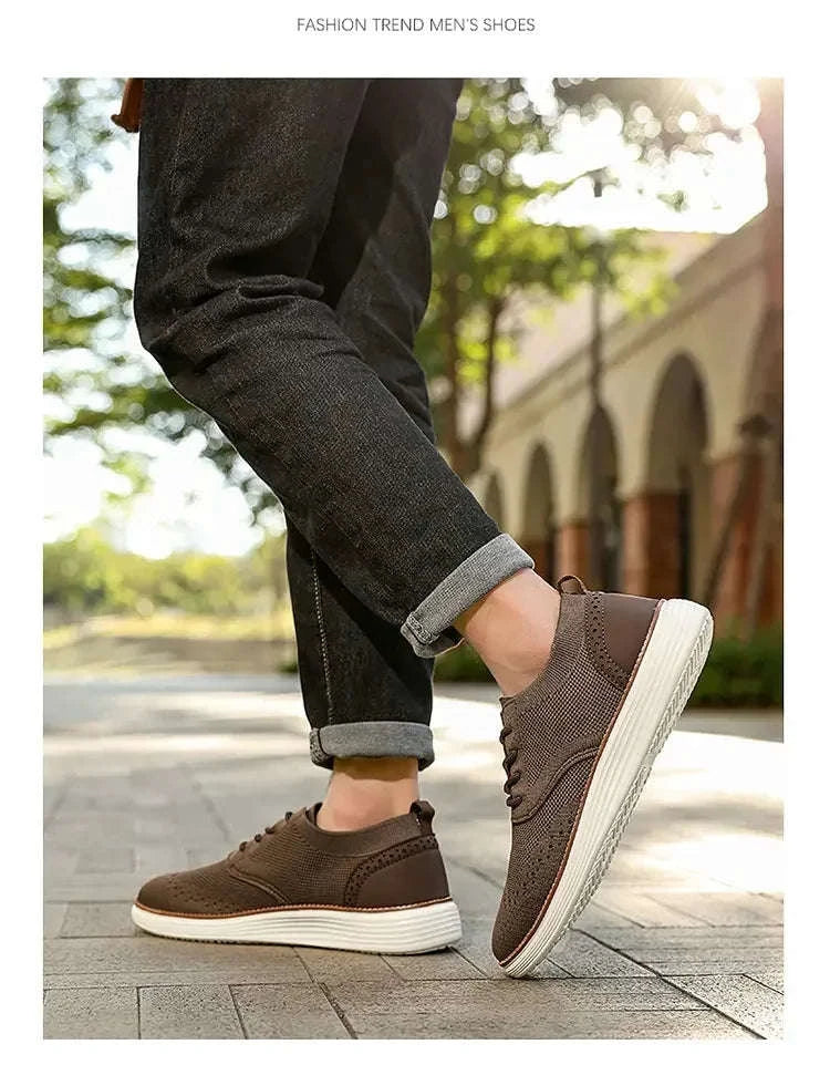 Men's Mesh Casual Sports Shoes, Anti-Slip Low-Cut Lace-Up Shoes-Blue / 46
